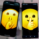 A photo of an iPhone and an Android device with the "Shh" emoji